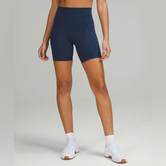 NEW! Lululemon Wunder Train High-Rise Biker Shorts 6” Mineral Blue Sz 4 Retired - Picture 2 of 8